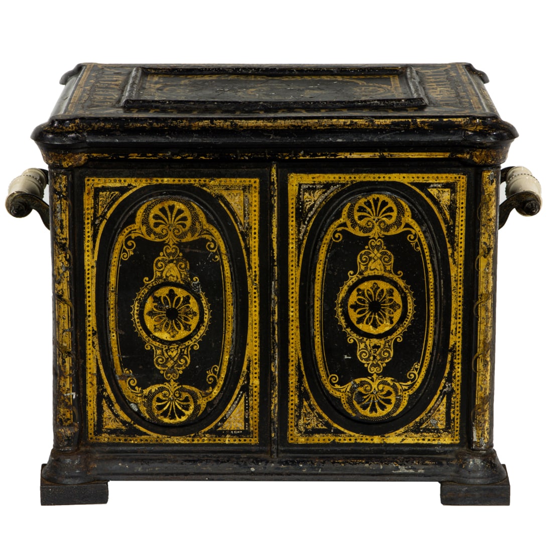A Gothic Revival gilt decorated tole coal bin with ceramic handles, 19th century, 15 (1 of 6)