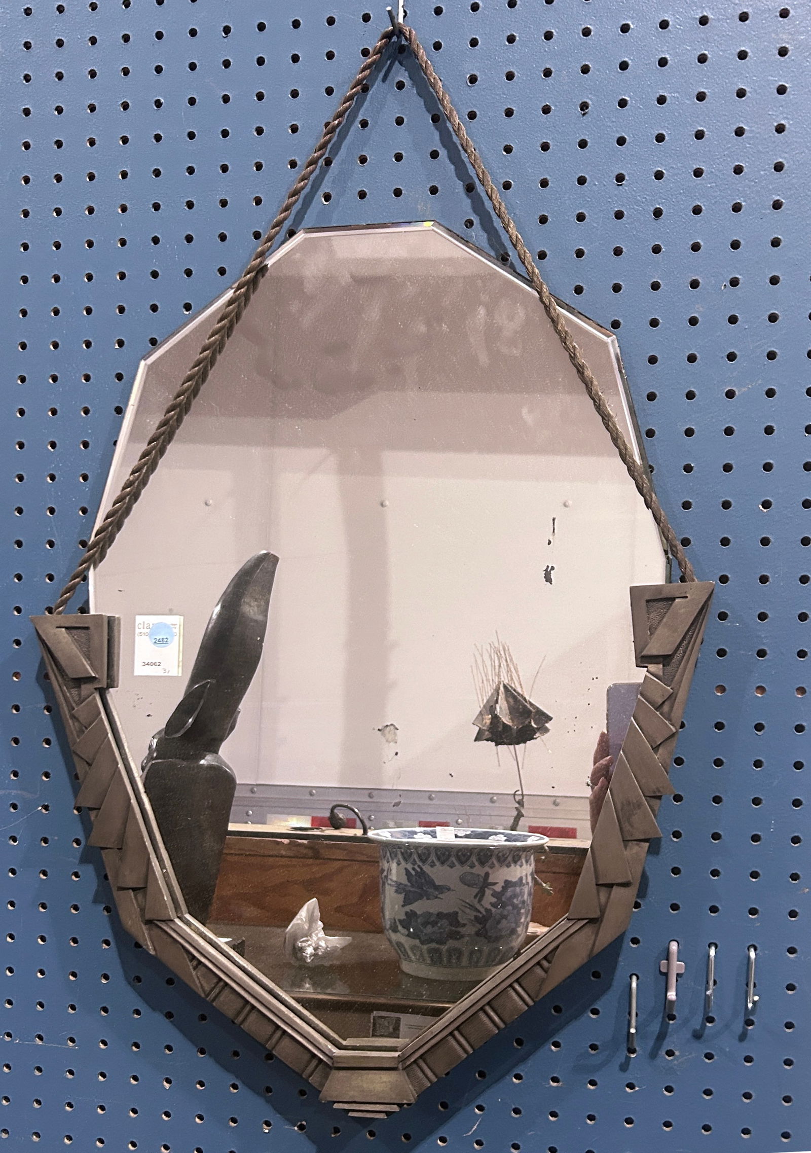 An Art Deco metal framed mirror with rope suspension (1 of 1)