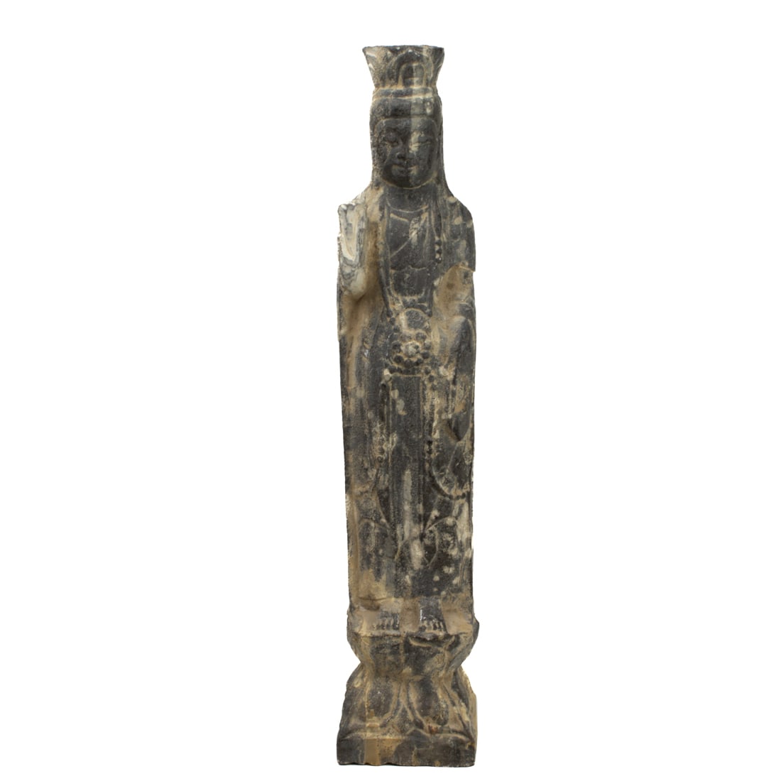 Chinese stone figure of Guanyin: Chinese stone figure of Guanyin. 16.25" high.