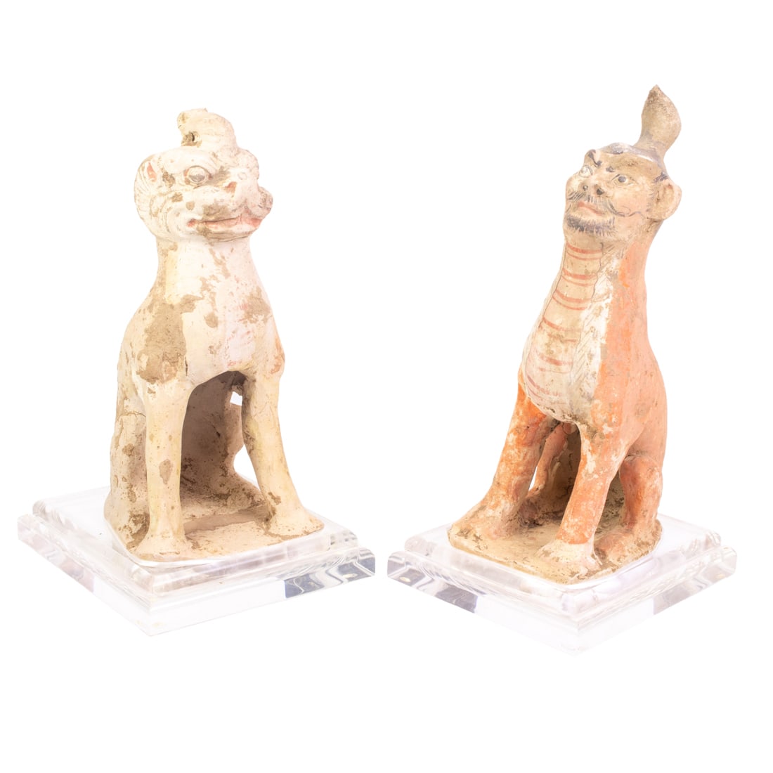 (lot of 2) Chinese painted pottery tomb guardians (1 of 5)