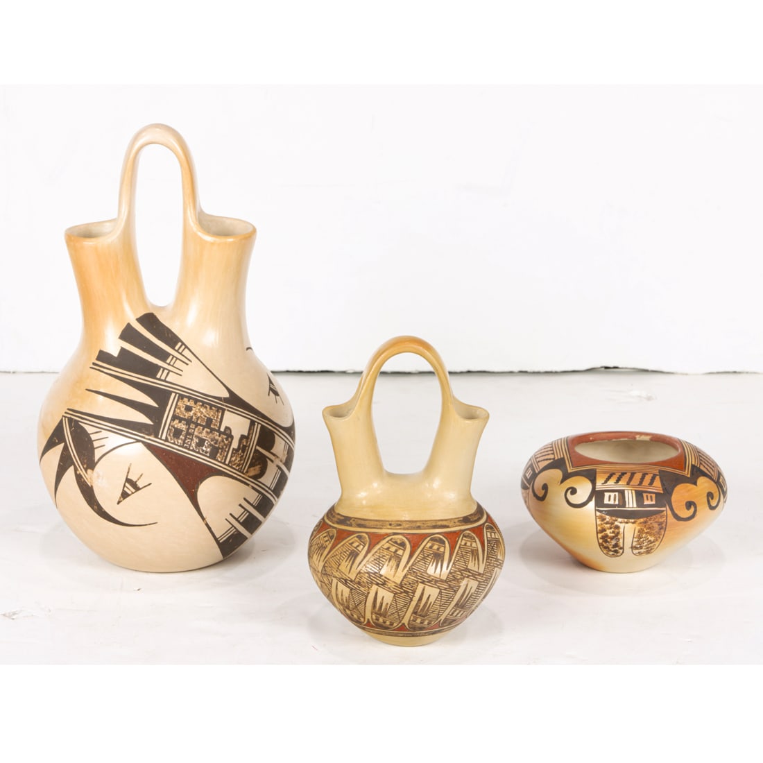 Three Hopi ceramic wedding jars by Pauline Setalla, E (1 of 6)