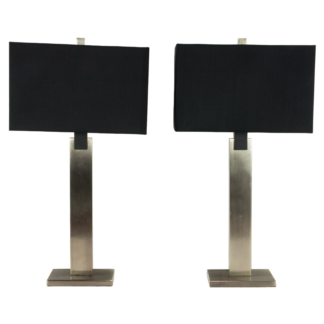 A pair of Contemporary brushed metal and ebonized table lamps (1 of 3)