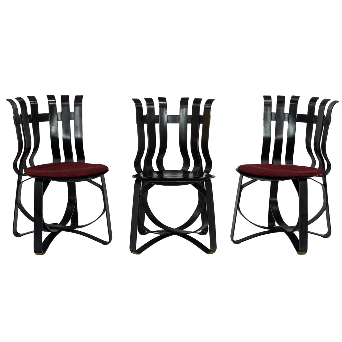 A set of three Frank Gehry Hat Trick chairs, Knoll (1 of 4)