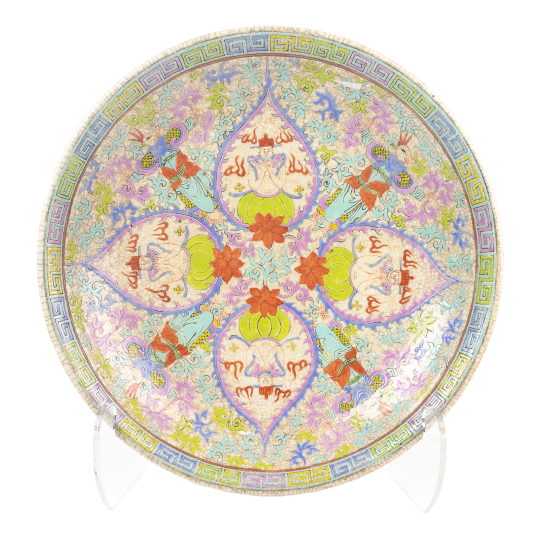 Chinese export famille rose crackled ground dish for the Thai market (1 of 2)