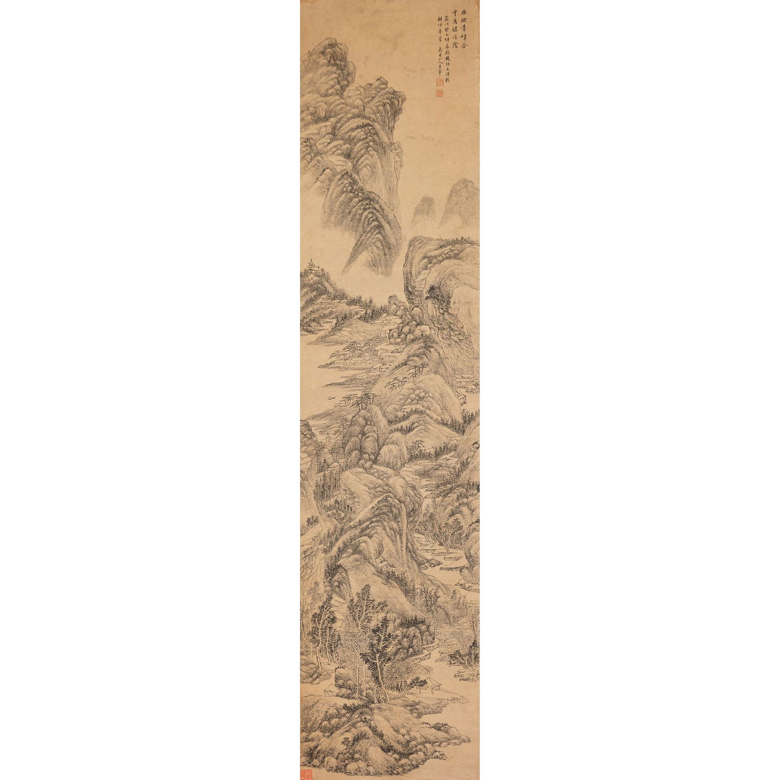 Chinese Scroll of Landscape, Qing Dynasty (1 of 10)