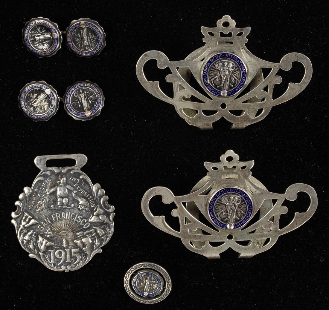 Two 1915 Panama-Pacific International Exposition (PPIE) souvenir sterling money clips (1 of 2)