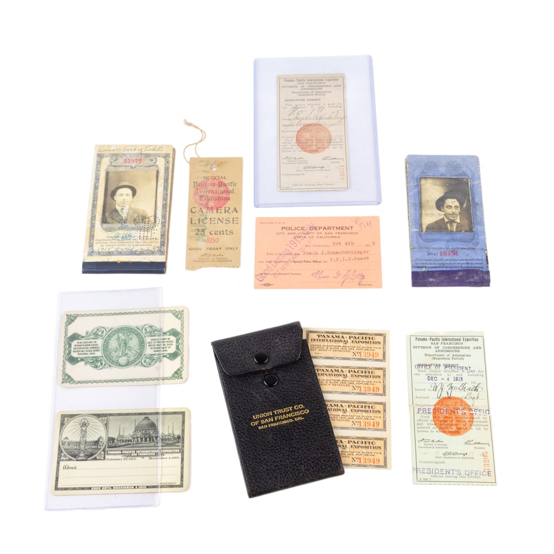 A group of 1915 Panama-Pacific International Exposition (1915) admission cards (1 of 9)