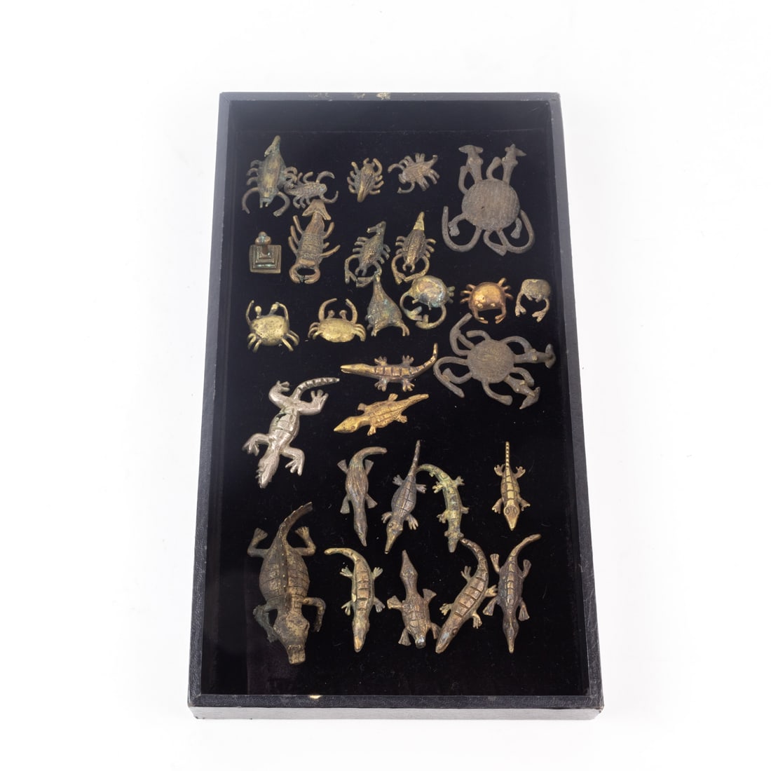 Twenty-five African miniature cast bronze figures of crocodiles, crabs and insects (1 of 1)