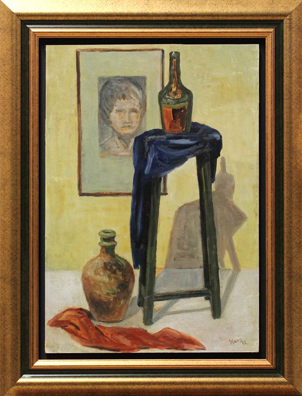 Painting, Georges Kars: Framed oil on canvas, Still Life, 1932, by Georges Kars (Czech/Swiss, 1882-1945), signed lower right and dated, canvas: 25.75''h x 17.75''w overall: 33''h x 25.5''w