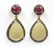 6849: Yellow sapphire, ruby and diamond earrings