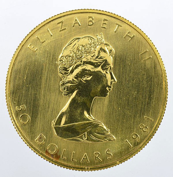 Canadian Gold Maple Leafs: (lot of 2) Canadian Gold Maple Leafs, .999, 1981 and 1982 (1 oz each)
