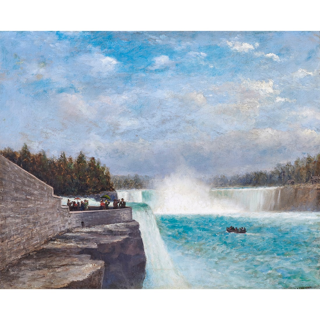 Painting, William Alexander Coulter: William Alexander Coulter (American, 1849-1936), "Niagara Falls," oil on canvas, signed lower right, canvas: 19.5"h x 24"w, overall (with frame): 28"h x 32"w. Provenance: Bonhams, November 20, 2021, l