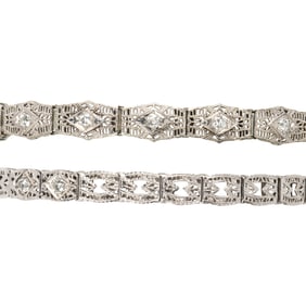 Two diamond and gold bracelets