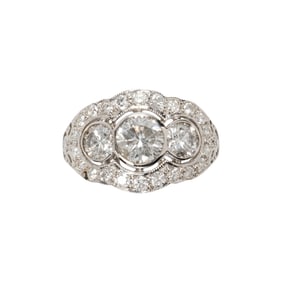 A diamond and 18k white gold ring