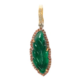 A gem-set, silver and 14k gold pendant enhancer