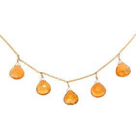 A citrine and 14k gold necklace