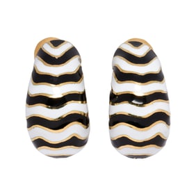 David Webb: A pair of enamel and 18k gold clip earrings