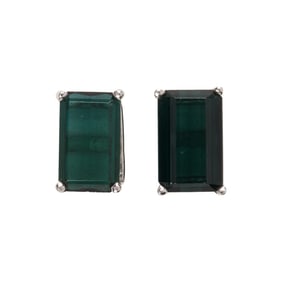A pair of tourmaline and 14k white gold earrings