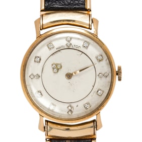 A Hamilton diamond, 14k gold and stainless steel wristwatch, circa 1960