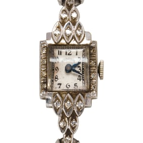 A Hamilton, diamond and platinum dress watch