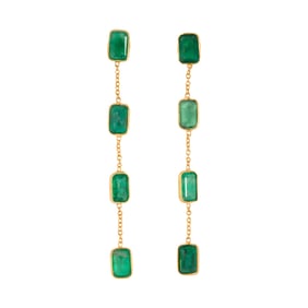A pair of emerald and 18k gold earrings