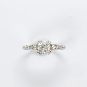 A diamond and platinum ring