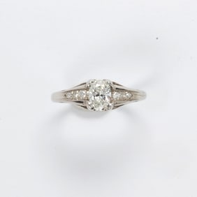 A diamond and platinum ring