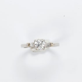 A diamond and platinum ring