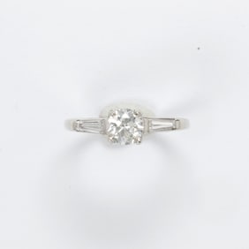 A diamond and platinum ring