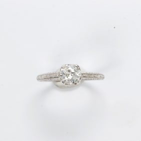 A diamond and platinum ring