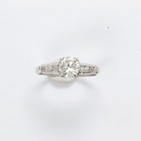 A diamond and platinum ring