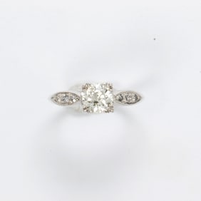 A diamond and platinum ring