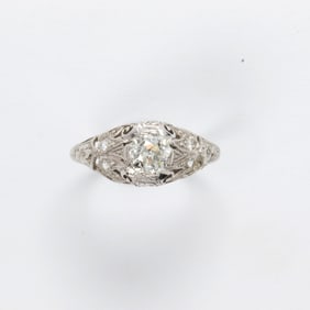 A diamond and platinum ring