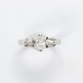 A diamond and platinum ring