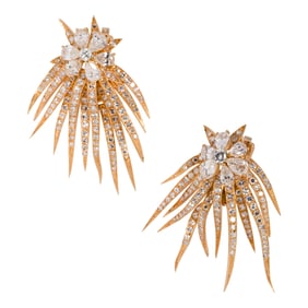 A pair of Sterle Paris, diamond and 18k gold ear clips