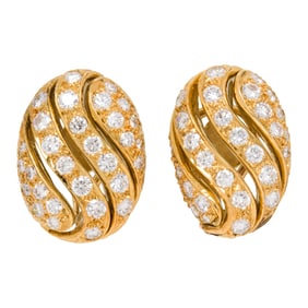 A pair of diamond and 14k gold earrings
