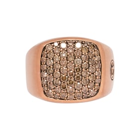 A David Yurman, brown diamond and 18k rose gold ring