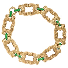 A 14k gold and enamel bracelet