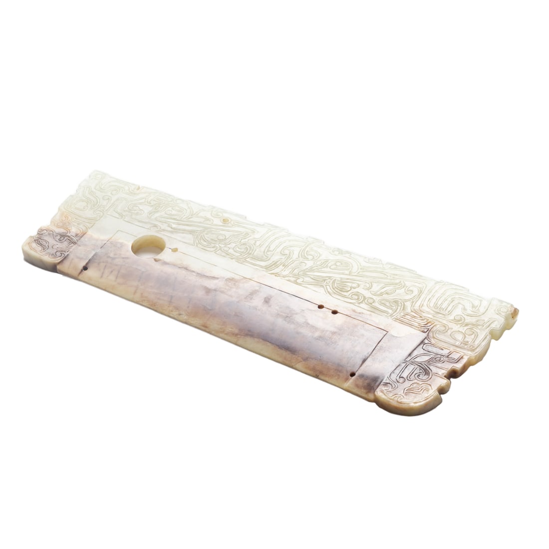 Chinese large jade blade: Chinese large jade blade. 8" across.