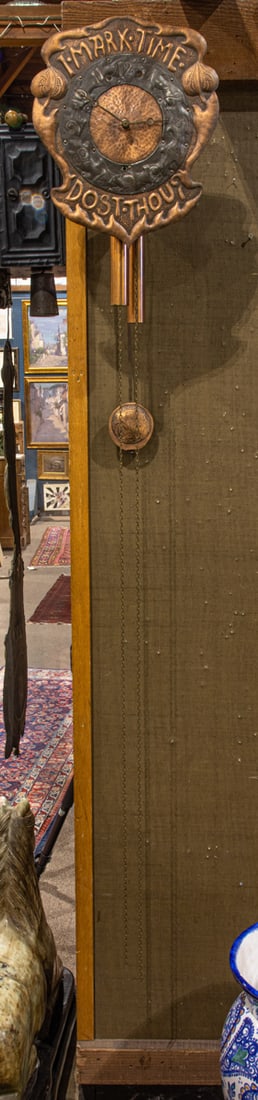 An English Arts & Crafts mixed metal repousse wall clock (1 of 1)