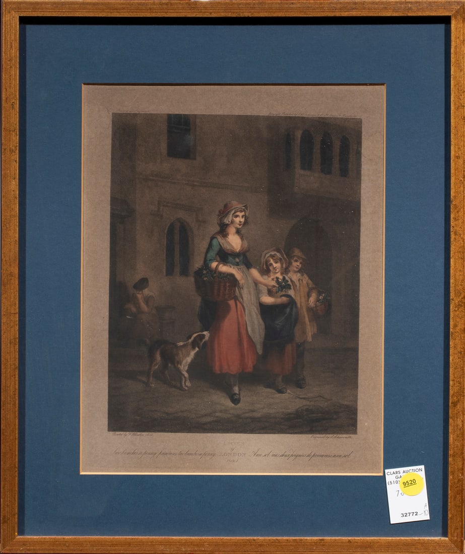 Print, After Francis Wheatley: After Francis Wheatley (British, 1747-1801), "Cries of London," color lithograph, unsigned, overall (with frame): 17.75"h x 14.75"w