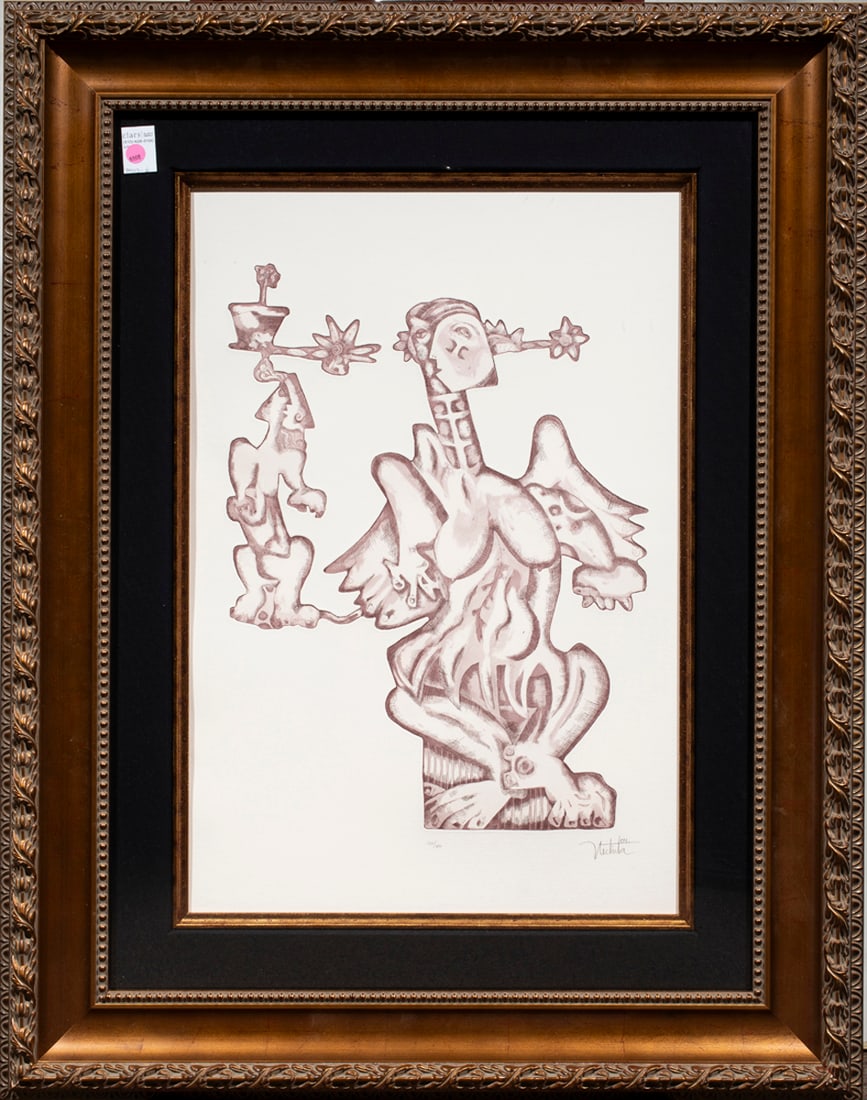 Print, Alexandra Nechita: Alexandra Nechita (Romanian/American, b. 1985), Untitled, 2004, etching with aquatint, pencil signed and dated lower right, edition 40/50, overall (with frame): 44"h x 33.5"w