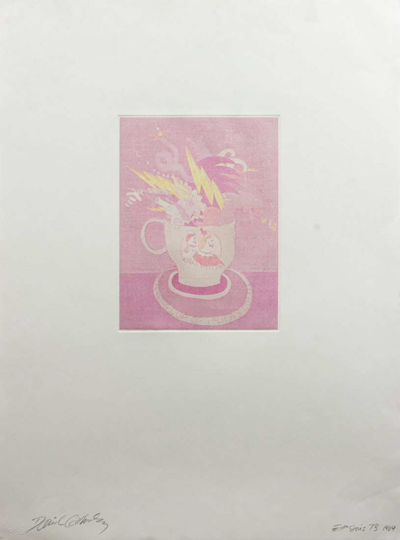 Print, David Gilhooly: David Gilhooly (American, 1943-2013), "Royal Visit," 1984, etching in colors, signed lower left, dated lower right, image: 12"h x 8.75"w, sheet (unframed): 30"h x 22.5"w