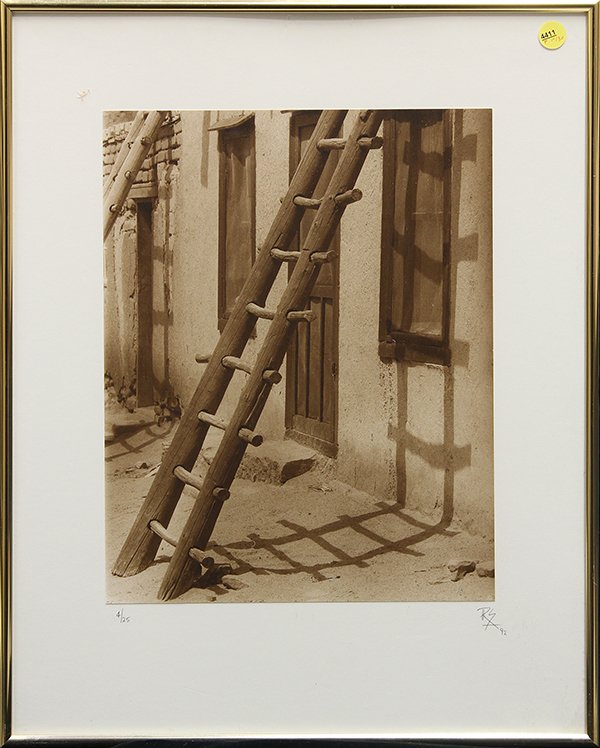 Photograph, Adobe Ladder, Contemporary: Framed photograph, Adobe Ladder, 1992, American School, pencil initialed ''R.S.'' lower right, pencil numbered edition of 25 lower left, overall: 21''h x 16.25''w