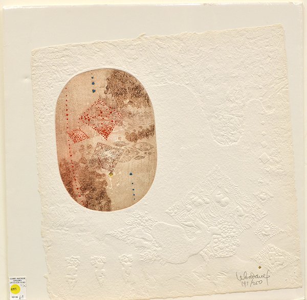 Lithographs, Hoi Lebadang, Vietnamese: (Lot of 2) Unframed etchings with embossing, ''La Nature Prie sand Parole'' and Abstract Composition, by Hoi Lebadang (Vietnamese/French, b. 1922), each pencil signed and numbered editions of 250, lar