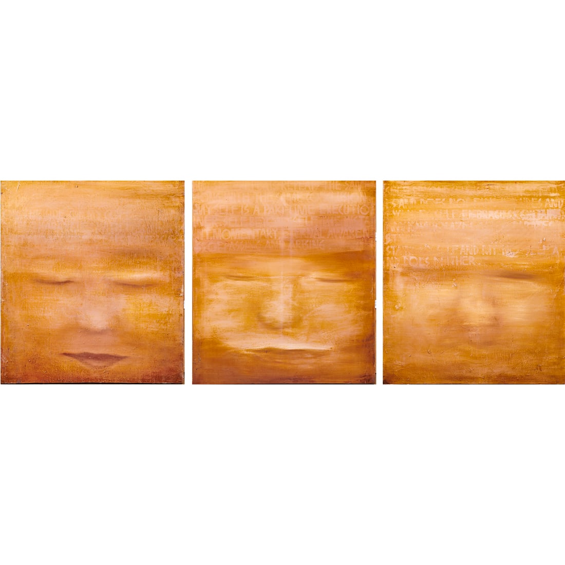 Paintings, Sandra Sunnyo Lee: (lot of 3) Sandra Sunnyo Lee (Korean/American, b. 1947), "Self and No Self," 1995, oil on canvases, signed, titled, and dated verso to each, canvases (unframed): 42.25"h x 37"w. Provenance: Private co
