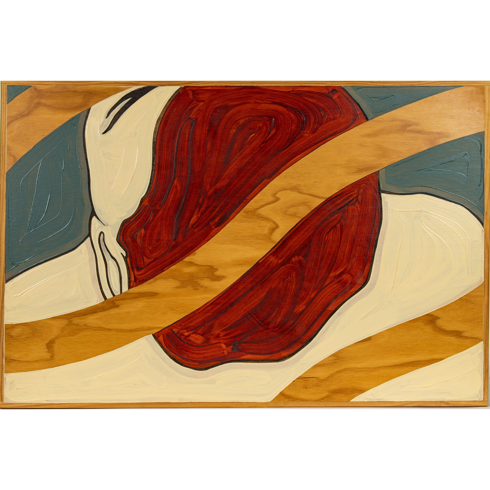 Painting, Jeffrey Palladini: Jeffrey Palladini (American, b. 1968), "Current #4," 2008, oil and charcoal on wood, stamped upper right, signed, titled, and dated verso, panel (unframed): 25"h x 37"w. Provenance: Private collection