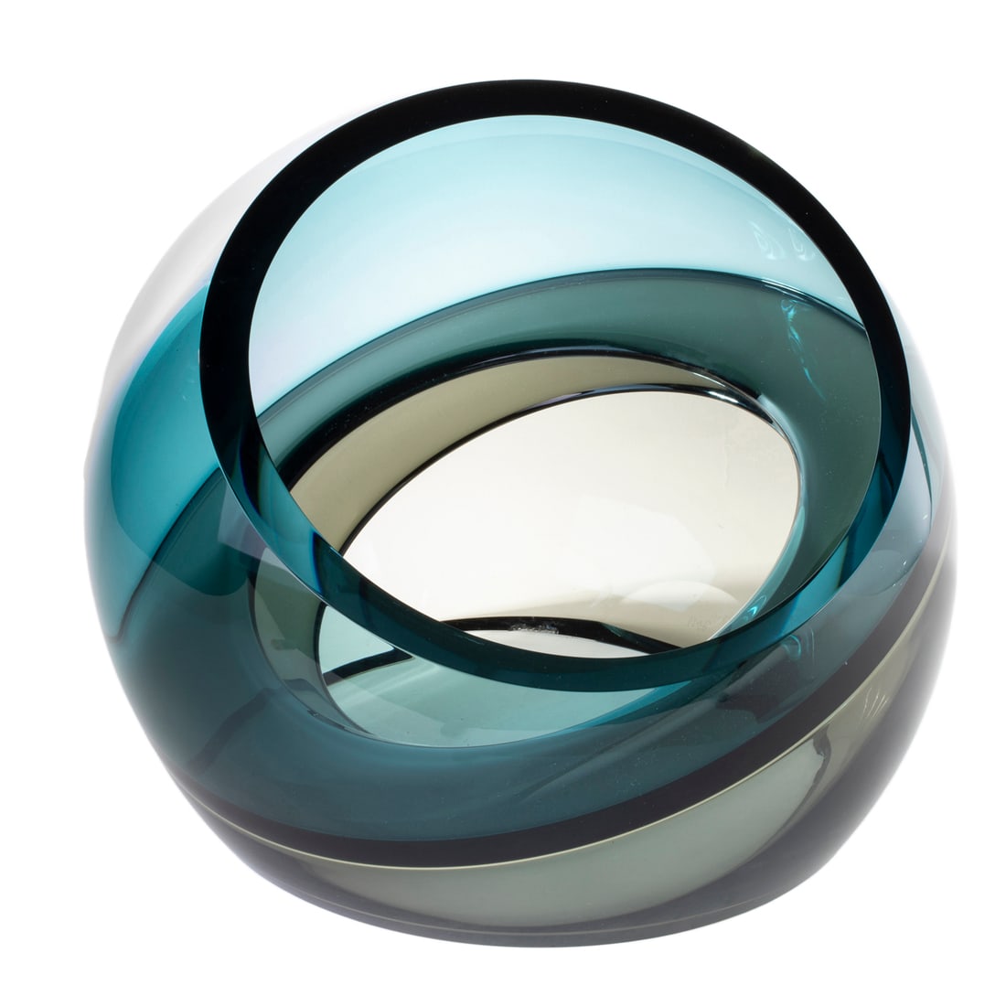 Sculpture, John Kiley: John Kiley (American, b. 1973), "Mist Overlap," 2011, blown, cut, and polished glass sculpture, signed and dated near bottom (dent to underside), overall: 15.5"h x 14.75"w x 15.25"d. Provenance: Trave