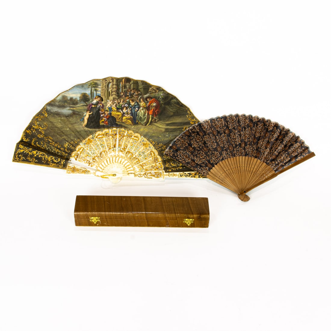 Two ladies fans, the larger a cased paint embellished fan inspired by Rubens' 'Le Jardin De Amor' (1 of 1)