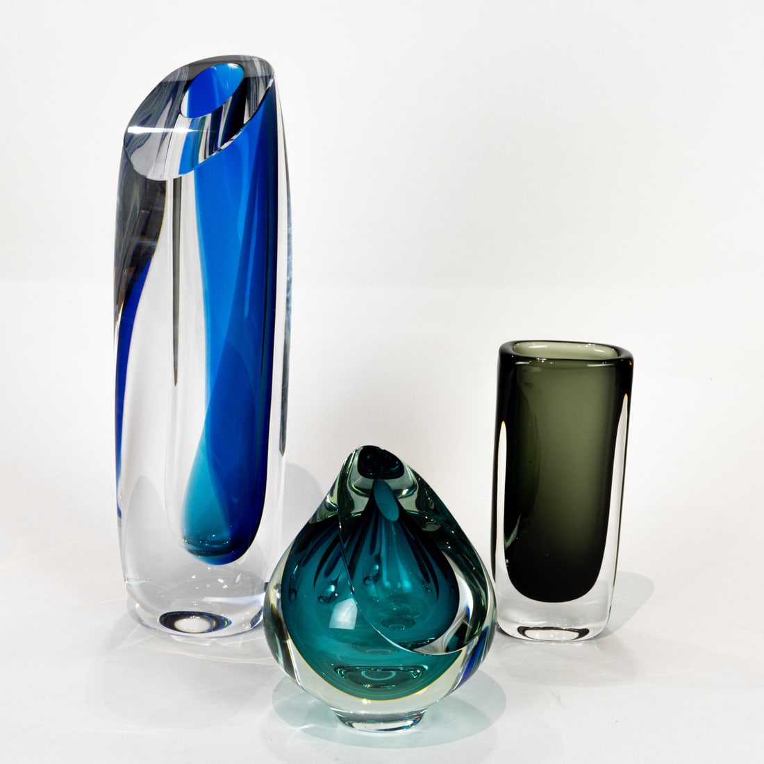 Three Kosta Boda or Orrefors Sommerso style glass vases (1 of 1)
